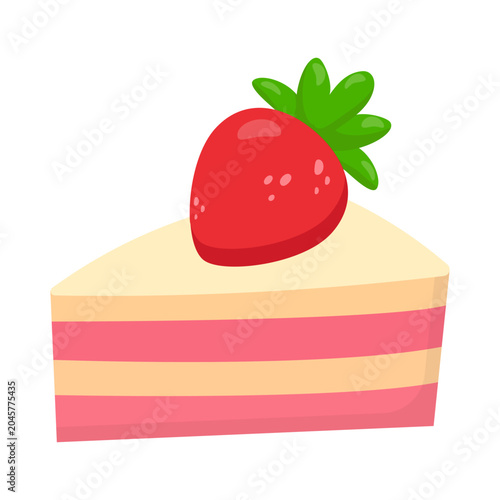 Quadro su tela Chocolate cake slice with Strawberry
