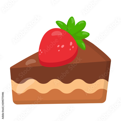 Принти на полотні Chocolate cake slice with Strawberry