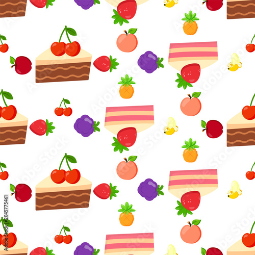 Принти на полотні Sweet dessert fruits seamless pattern