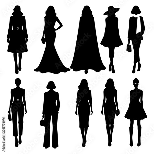 фотографія Stylish Female Figures Black Silhouette vector
