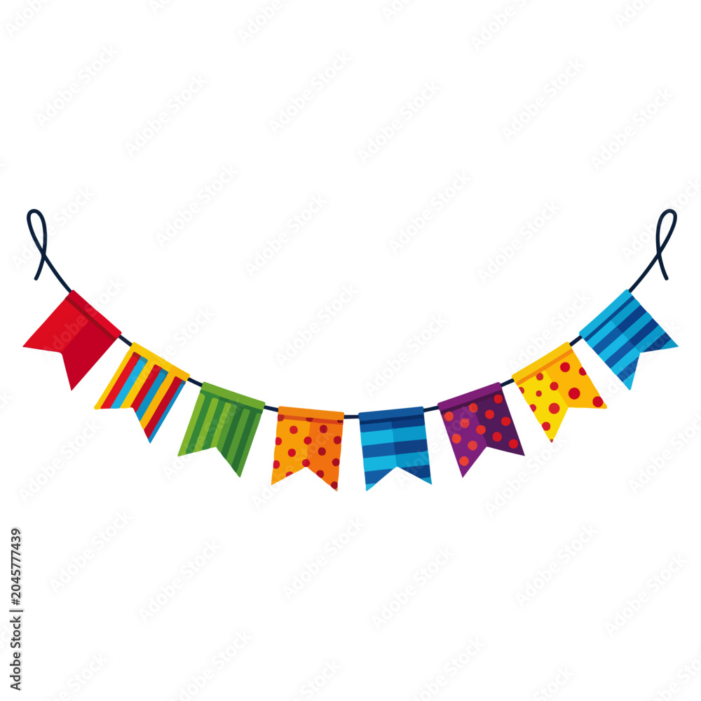 Obraz premium Rainbow Festive Bunting Flag Flat Vector Template