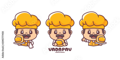 Foto male chef cartoon with vadapav