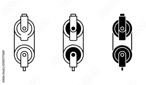 Fotografia Pulley System Icons, Mechanical Engineering Components, Simple Machine Vector Gr