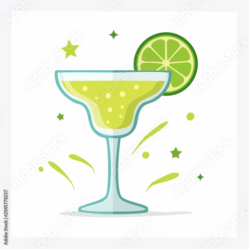 Margarita cocktail with lime slice and festive elements