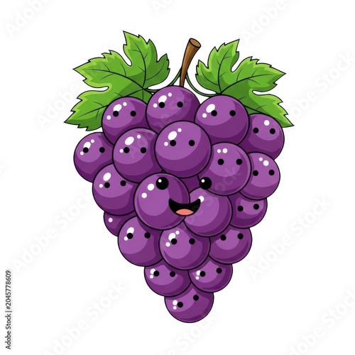 Fresh purple grapes hanging on green vine stock illustration