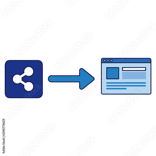 social share icon to web browser workflow flat vector design