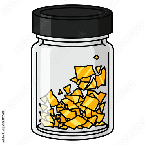 Spice Jar With Gold Flakes Cartoon Vector Illustration