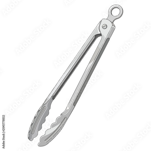 stainless steel kitchen tongs flat vector illustration