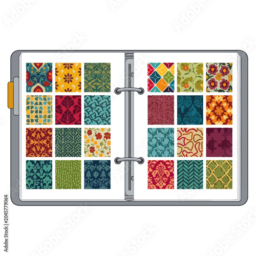 Vintage Floral Geometric Seamless Pattern Binder Vector Set