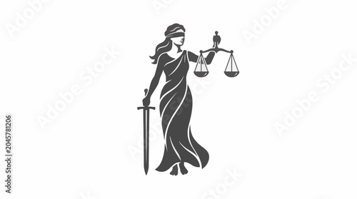 Lady Justice Vector Illustration Blindfolded Scales Sword Legal Symbol For Commercial Use