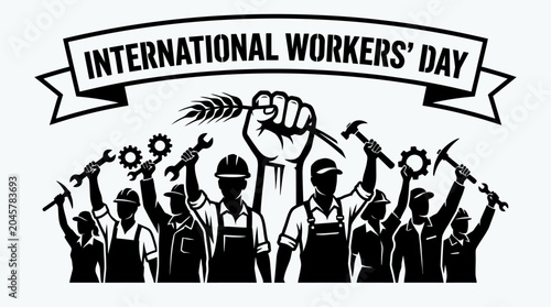 фотографія International Workers Day Laborers Unite.
