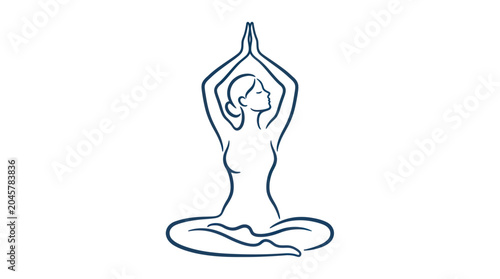 Принти на полотні Woman Meditating in Lotus Pose, Yoga Silhouette, Mindfulness and Wellness