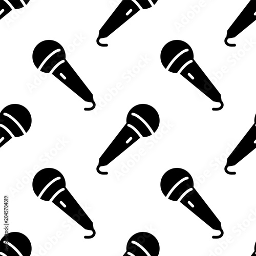 Seamless pattern with microphone icon