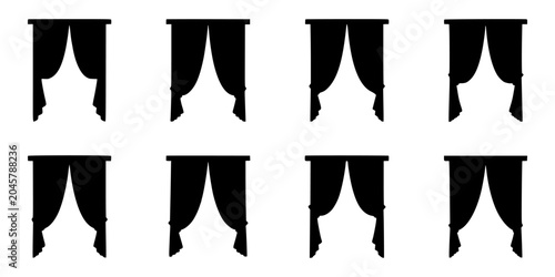 Obraz na plátně Curtains with Decorative Edges Displayed in a Grid Pattern Featuring Black, Fabr