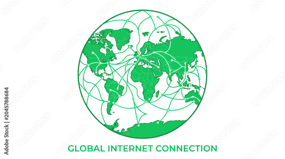 Fototapeta premium Global Internet Connection Map - World Network Lines
