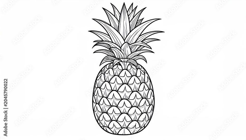 Fototapeta premium Classic pineapple fruit engraving style botanical illustration.