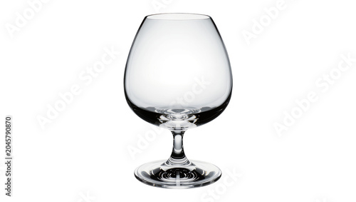 Bild auf Leinwand Clear crystal brandy snifter glass with thick stem and base, isolated on transpa