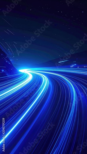 Abstract depiction of light trails on a dark background.