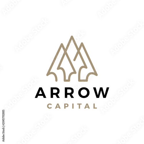 Three arrow up target improvement logo vector icon illustration