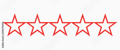 five star customer product review icon. red 5 star rating feedback for website, app, ui design.