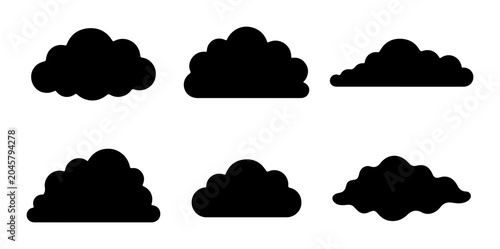 Bild auf Leinwand Cloud Silhouettes Vector Set, Weather Icons, Sky Elements