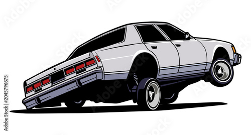 lowrider classic silver car logo icon design vector