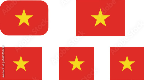 Schilderij op canvas Set of vietnam flags with different shapes and proportions