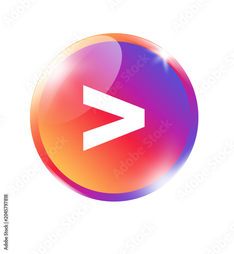 Tablou pe pânză Greater than sign social media icon on vivid gradient circle badge