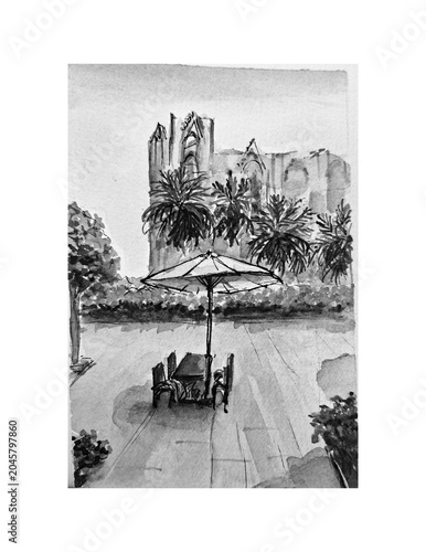 Hand painting watercolor art of watercolor illustration.