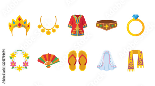 Bild auf Leinwand Traditional Indian jewelry and clothing accessories.