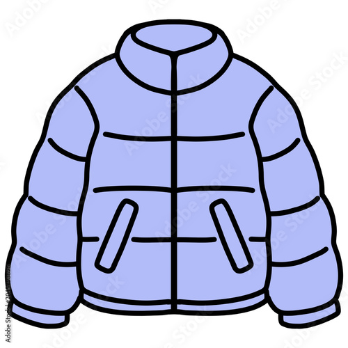 Schilderij op canvas cartoon illustration of a blue winter jacket