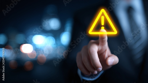 Schilderij op canvas Business Professional Activate Digital Warning Sign for Danger and Risk Manageme