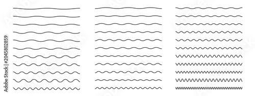 Wave thin line background. Water waves. Set of wavy zigzag lines. Vector zigzag and wavy  horizontal underline. Vector illustration