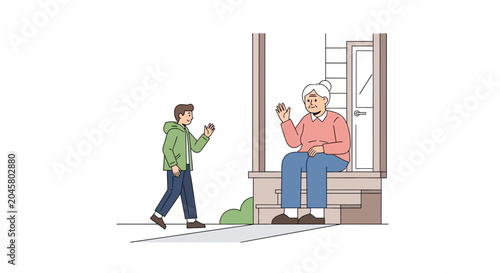 Man and woman on the sidewalk.