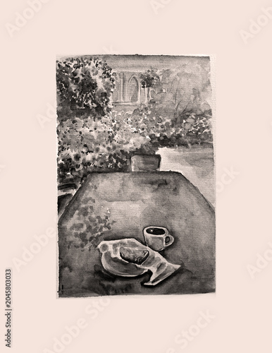 Hand painting watercolor art of watercolor illustration.