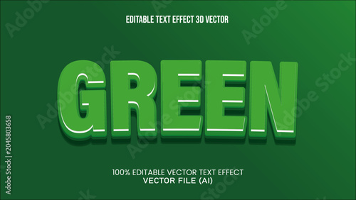 '' GREEN '' TEXT EFFECT 3D VECTOR FOR ALL YOUR NEEDS