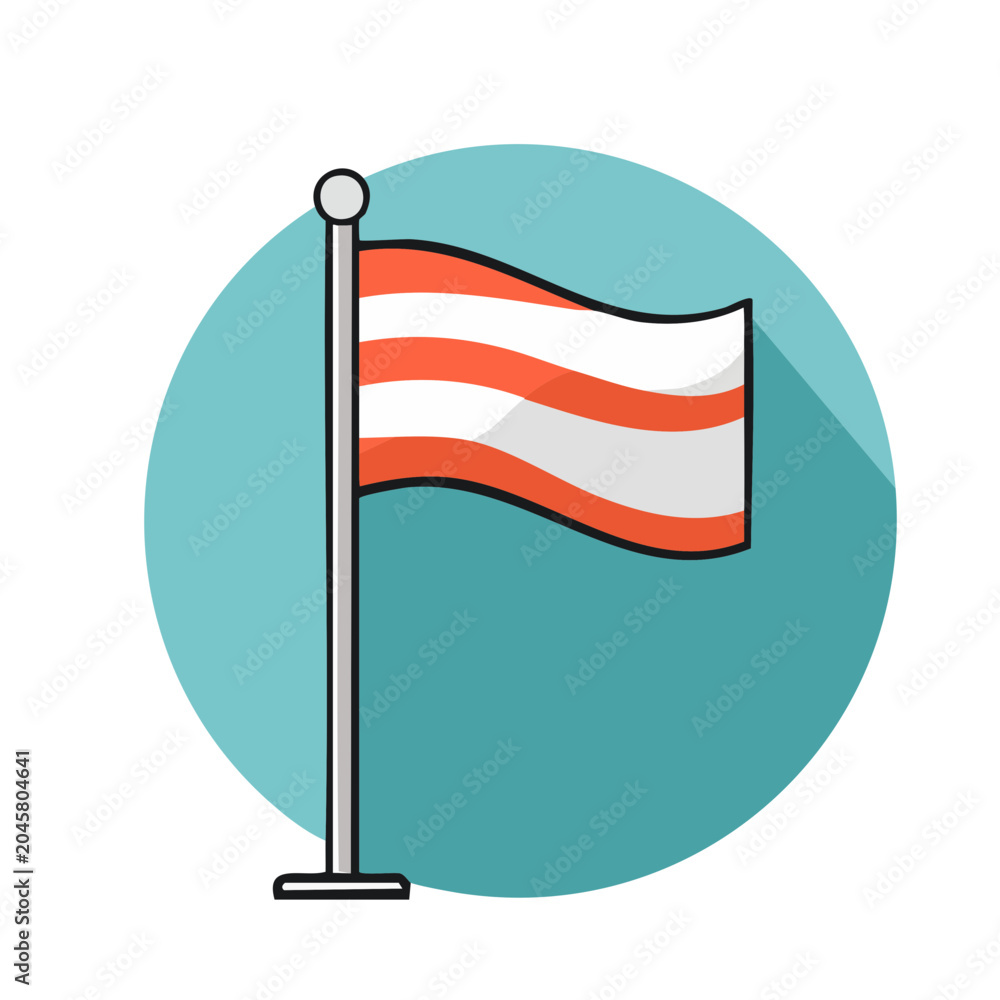 Fototapeta premium Flat design icon of a flag on a flagpole