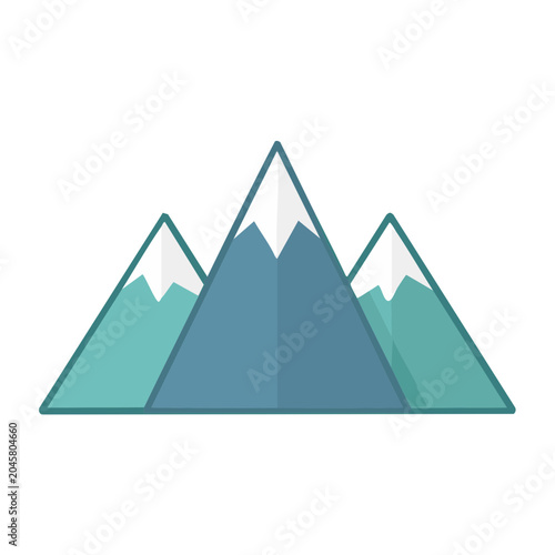 Flat design icon of snow-capped mountains