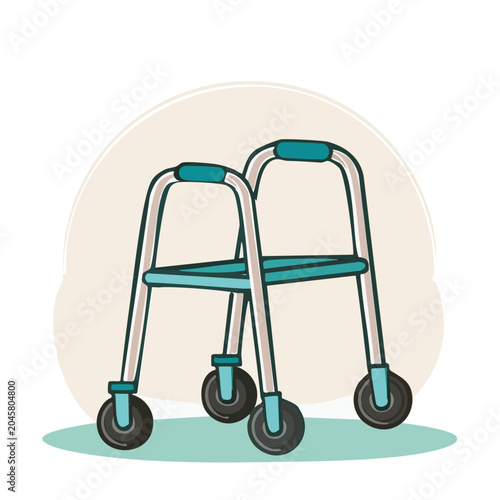 Illustration of a walker with wheels