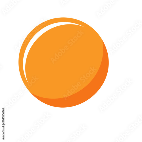 Orange sphere with white highlight on transparent background
