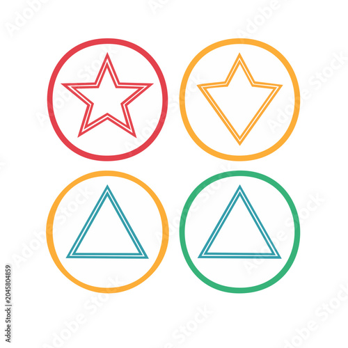 Set of geometric icons with star, arrow, and triangle shapes