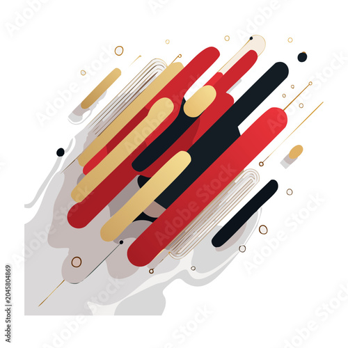 Modern abstract diagonal shapes with red, black, and gold colors