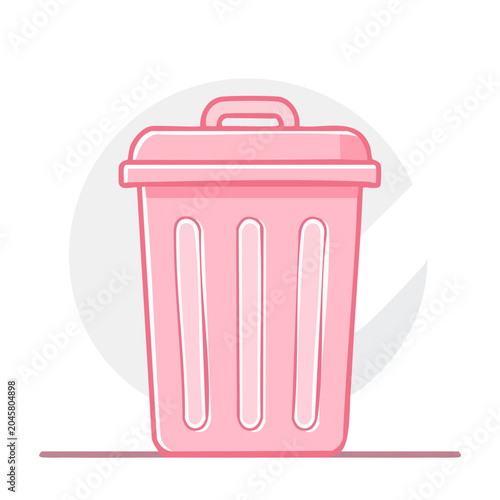 Pink trash can icon with a lid