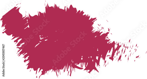 Abstract Magenta Paint Splatter Brush Stroke Texture on White Background