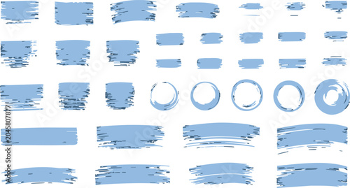 Quadro su tela brushstroke collection of blue paint marks
