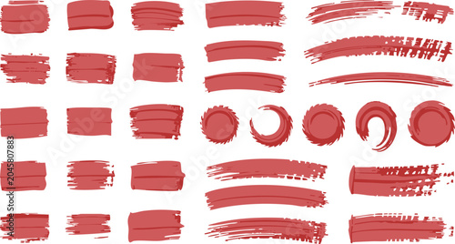 Foto brushstroke paint texture set red strokes on white background
