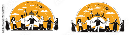 Global Unity People Circle Cultural Diversity Art