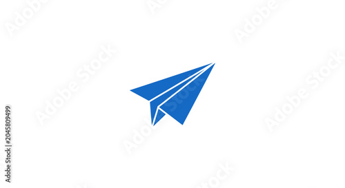 A simple blue paper airplane icon isolated on a clean white background