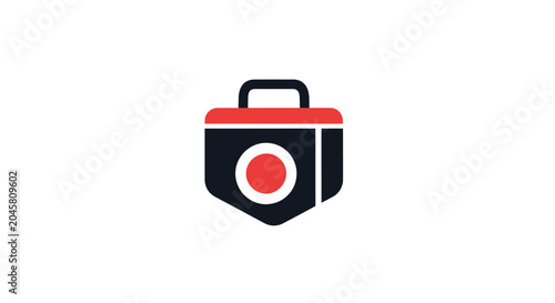 A simple flat vector icon representing a professional briefcase for business use