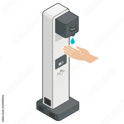 Tableau sur toile A modern, touchless hand sanitizer dispenser station stands prominently